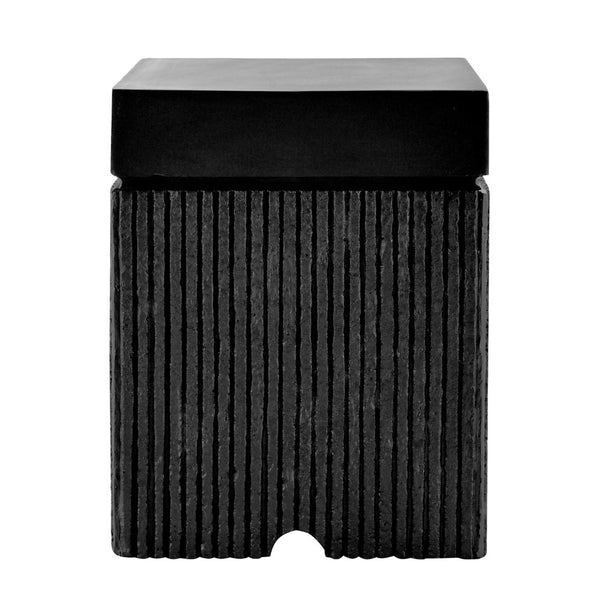 English Elm U_style Outdoor Mgo Propane Tank Cover Table Fluted Stone Finish Patio Side Accent Black N711P410564B