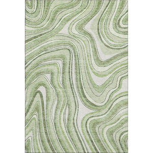 HomeRoots 10' Artichoke Green & Ivory Marble Washable Area Rug – Stain Resistant, UV Protected, Non-Slip Design 663500
