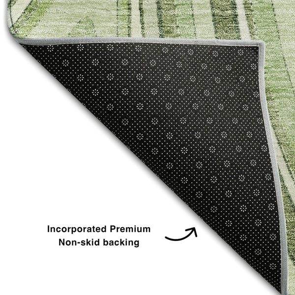 HomeRoots 10' Artichoke Green & Ivory Marble Washable Area Rug – Stain Resistant, UV Protected, Non-Slip Design 663500