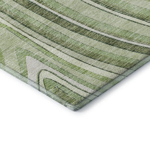 HomeRoots 10' Artichoke Green & Ivory Marble Washable Area Rug – Stain Resistant, UV Protected, Non-Slip Design 663500