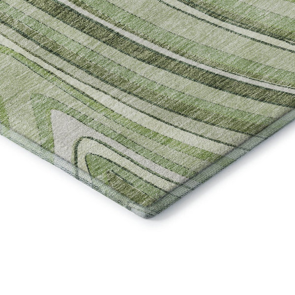 HomeRoots 10' Artichoke Green & Ivory Marble Washable Area Rug – Stain Resistant, UV Protected, Non-Slip Design 663500