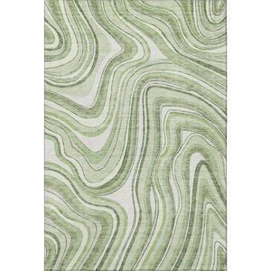HomeRoots 10' Artichoke Green & Ivory Marble Washable Area Rug – Stain Resistant, UV Protected, Non-Slip Design 663500