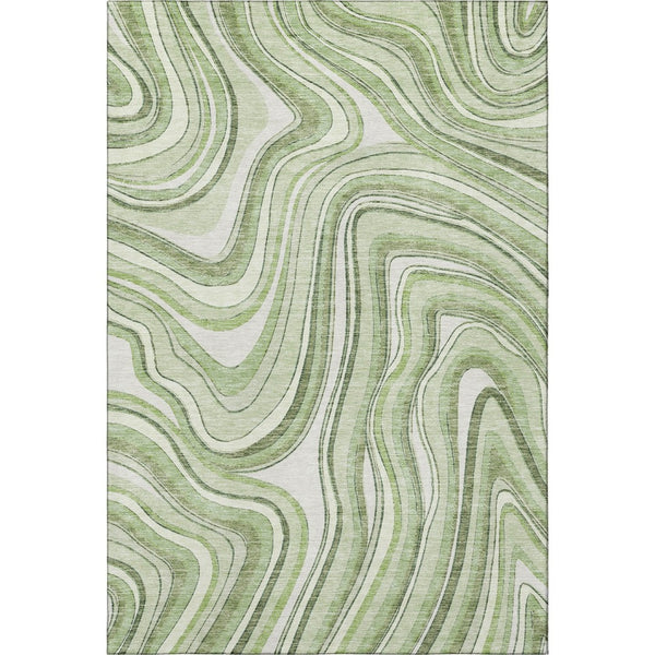 HomeRoots 10' Artichoke Green & Ivory Marble Washable Area Rug – Stain Resistant, UV Protected, Non-Slip Design 663500