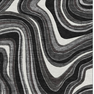 HomeRoots 5' X 8' Marble-Effect Area Rug in Black, Gray & White – Washable, Durable, UV Protected Design! 663502