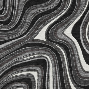 HomeRoots 8' X 10' Stylish Black Gray White Marble Area Rug - Washable, UV-Protected, Pet-Friendly Design 663504