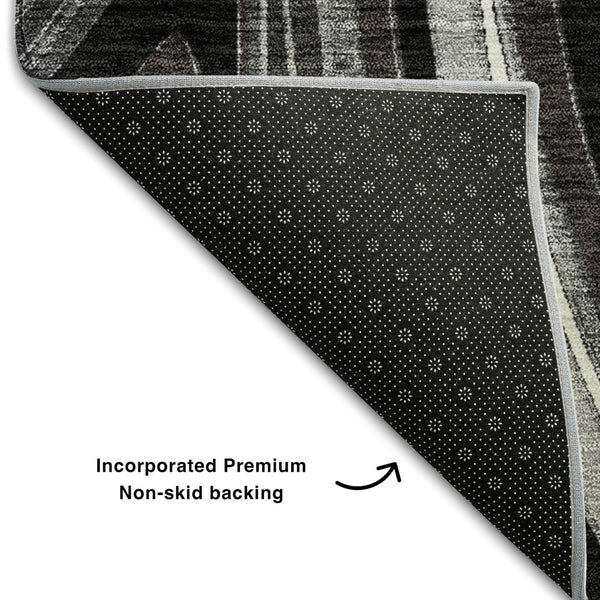 HomeRoots 9' X 12' Marble Washable Area Rug in Black, Gray & White - UV Protected, Stain Resistant & Durable 663505