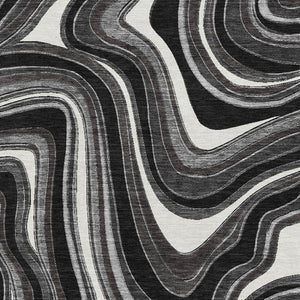 HomeRoots 9' X 12' Marble Washable Area Rug in Black, Gray & White - UV Protected, Stain Resistant & Durable 663505