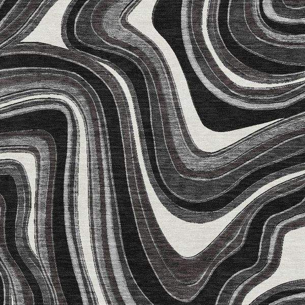 HomeRoots 9' X 12' Marble Washable Area Rug in Black, Gray & White - UV Protected, Stain Resistant & Durable 663505