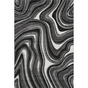 HomeRoots 10' X 14' Elegant Black Gray White Marble Washable Area Rug with UV Protection for Modern Spaces 663506