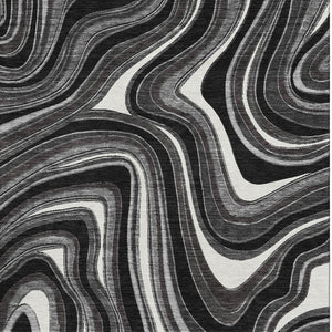 HomeRoots 10' X 14' Elegant Black Gray White Marble Washable Area Rug with UV Protection for Modern Spaces 663506