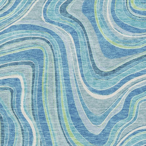 HomeRoots 5' X 8' Marble Washable Area Rug in Blue Green Ivory - UV Protected, Stain Resistant, Cozy Style! 663508
