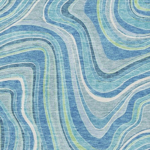 HomeRoots 5' X 8' Marble Washable Area Rug in Blue Green Ivory - UV Protected, Stain Resistant, Cozy Style! 663508