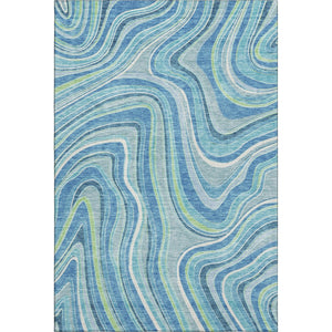 HomeRoots 9' X 12' Marble Area Rug in Blue Green Ivory - Durable, Washable, UV Protected for Stylish Spaces 663511