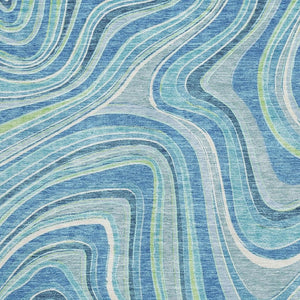 HomeRoots 9' X 12' Marble Area Rug in Blue Green Ivory - Durable, Washable, UV Protected for Stylish Spaces 663511