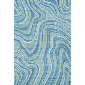 HomeRoots 10' Blue-Green & Ivory Marble Washable Area Rug – Durable, Stain-Resistant with UV Protection! 663512
