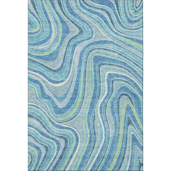 HomeRoots 10' Blue-Green & Ivory Marble Washable Area Rug – Durable, Stain-Resistant with UV Protection! 663512