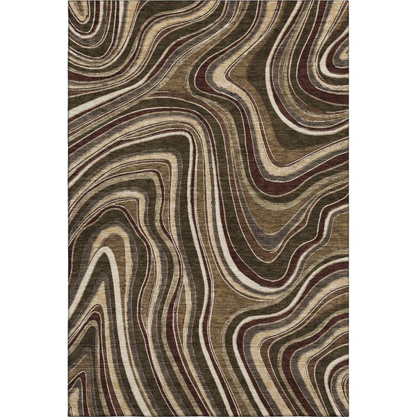 HomeRoots 5' Marble Washable Area Rug in Brown, Beige & Taupe – UV Protected, Stain Resistant & Soft Feel 663520