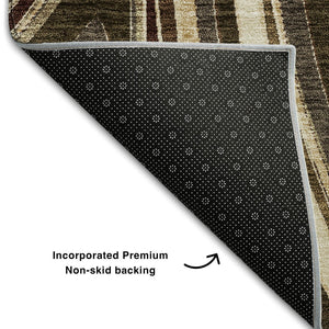 HomeRoots 5' Marble Washable Area Rug in Brown, Beige & Taupe – UV Protected, Stain Resistant & Soft Feel 663520