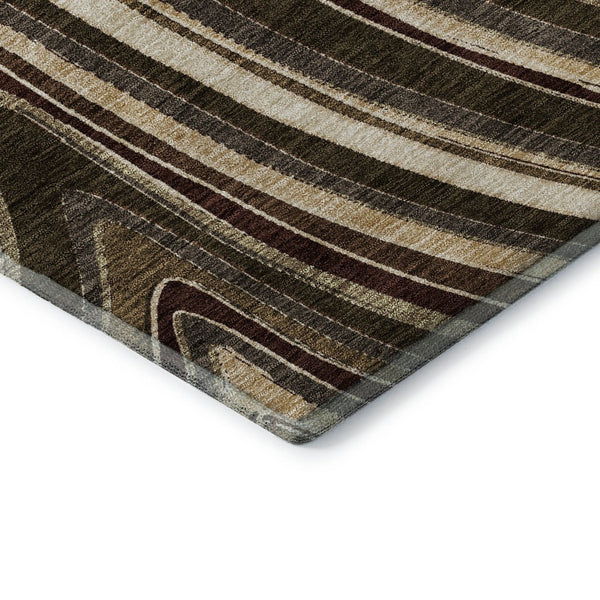 HomeRoots 5' Marble Washable Area Rug in Brown, Beige & Taupe – UV Protected, Stain Resistant & Soft Feel 663520