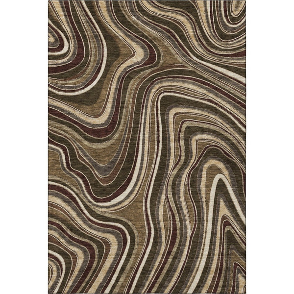 HomeRoots 5' Marble Washable Area Rug in Brown, Beige & Taupe – UV Protected, Stain Resistant & Soft Feel 663520