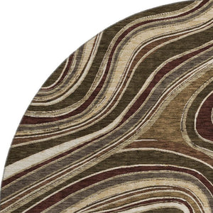 HomeRoots 8' Marble-Patterned Round Rug in Brown, Beige & Taupe - UV Protected, Washable, Durable & Stylish 663521