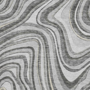 HomeRoots 5' X 8' Gray And Ivory Marble Area Rug - Stain Resistant, UV Protected, Easy-Care for Busy Homes 663532