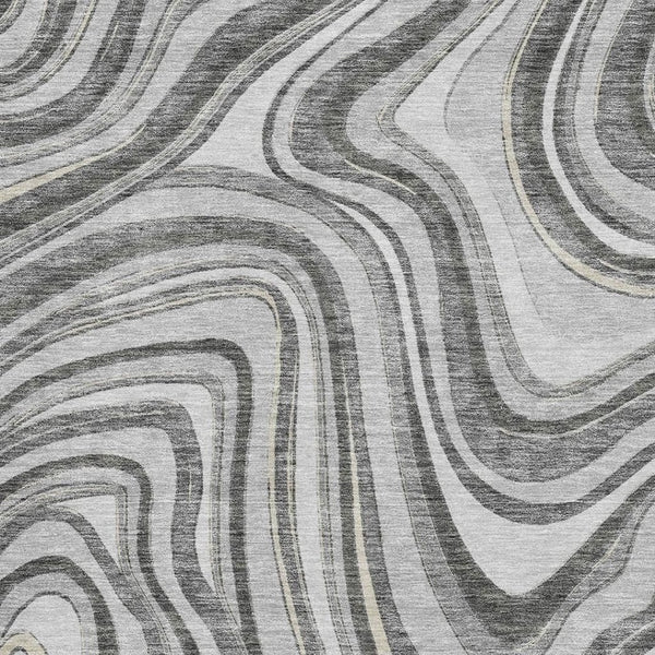 HomeRoots 5' X 8' Gray And Ivory Marble Area Rug - Stain Resistant, UV Protected, Easy-Care for Busy Homes 663532