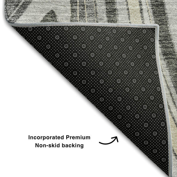 HomeRoots 8' X 10' Gray And Ivory Marble Washable Area Rug - Durable, UV-Protected, Ideal for High-Traffic Homes 663534