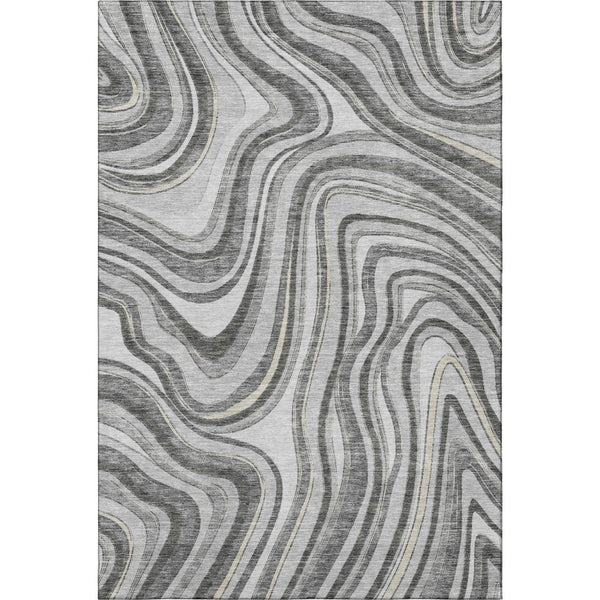 HomeRoots 8' X 10' Gray And Ivory Marble Washable Area Rug - Durable, UV-Protected, Ideal for High-Traffic Homes 663534