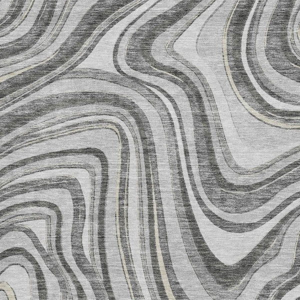 HomeRoots 9' X 12' Marble Gray and Ivory Washable Area Rug with Stain Resistance and UV Protection for Homes 663535
