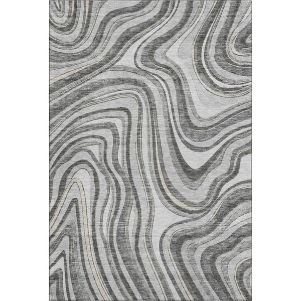 HomeRoots 10' Gray and Ivory Marble Washable Area Rug with UV Protection for Modern Elegance in Any Room 663536