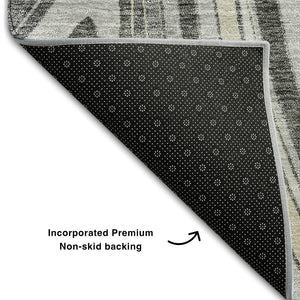 HomeRoots 10' Gray and Ivory Marble Washable Area Rug with UV Protection for Modern Elegance in Any Room 663536