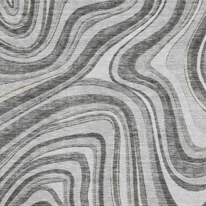 HomeRoots 10' Gray and Ivory Marble Washable Area Rug with UV Protection for Modern Elegance in Any Room 663536
