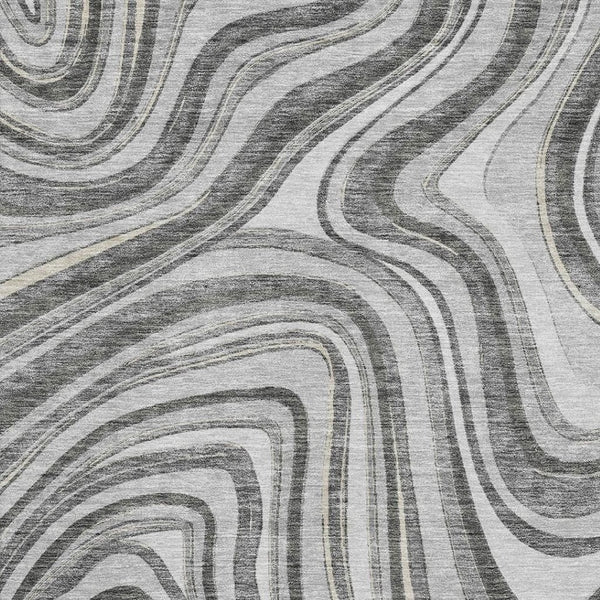 HomeRoots 10' Gray and Ivory Marble Washable Area Rug with UV Protection for Modern Elegance in Any Room 663536