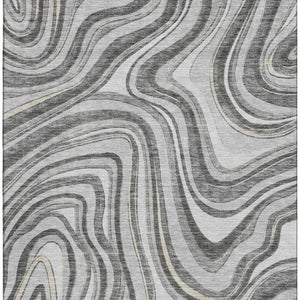 HomeRoots 10' Gray and Ivory Marble Washable Area Rug with UV Protection for Modern Elegance in Any Room 663536