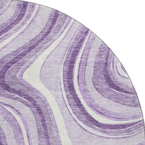 HomeRoots 8' Lavender and Ivory Marble Round Rug - Washable, UV-Protected, Pet-Friendly & Stylish Decor 663545