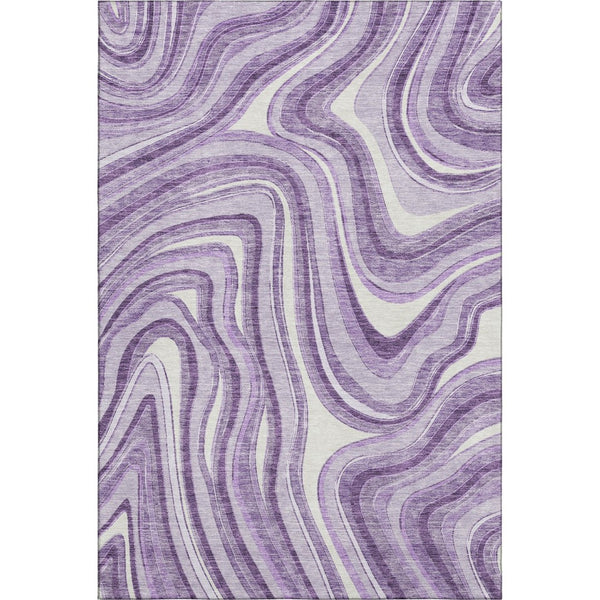 HomeRoots 8' X 10' Elegant Lavender & Ivory Marble Area Rug – Washable, UV Protected, Stain Resistant & Non-Slip 663546