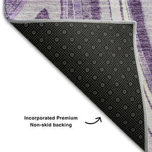 HomeRoots 8' X 10' Elegant Lavender & Ivory Marble Area Rug – Washable, UV Protected, Stain Resistant & Non-Slip 663546