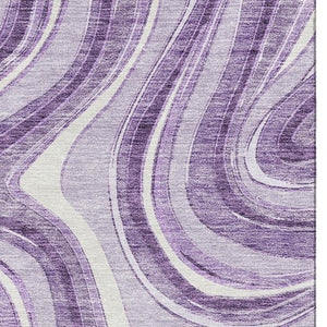 HomeRoots 8' X 10' Elegant Lavender & Ivory Marble Area Rug – Washable, UV Protected, Stain Resistant & Non-Slip 663546