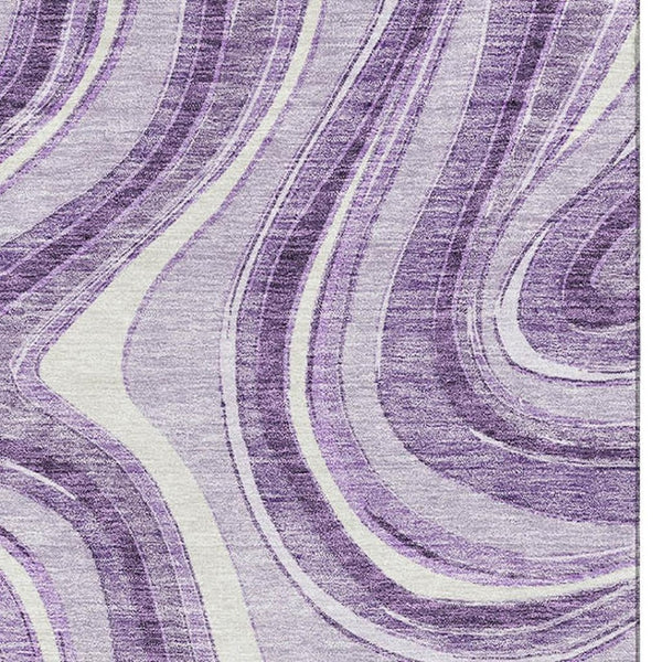 HomeRoots 8' X 10' Elegant Lavender & Ivory Marble Area Rug – Washable, UV Protected, Stain Resistant & Non-Slip 663546