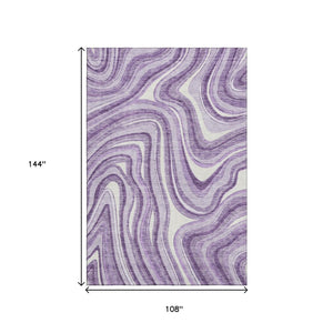 HomeRoots 9' X 12' Elegant Lavender and Ivory Marble Area Rug – UV Protected, Stain Resistant, Easy Care Design 663547