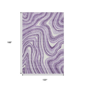 HomeRoots 10' Stylish Lavender & Ivory Marble Washable Area Rug – UV Protected, Stain Resistant for Every Space 663548
