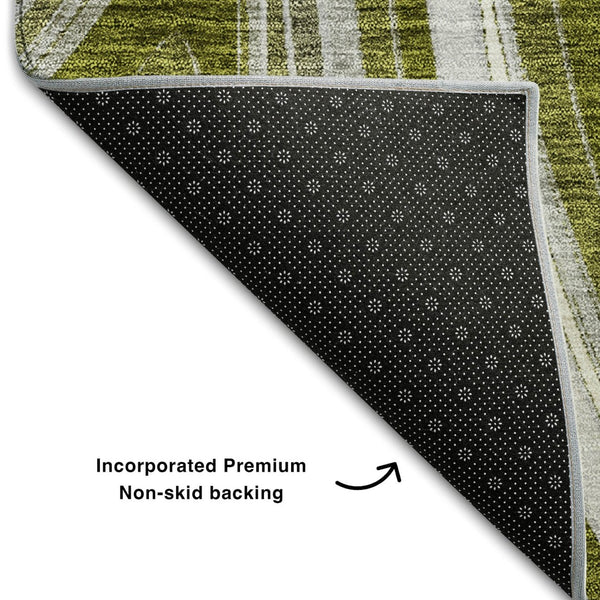 HomeRoots 5' X 8' Elegant Olive Green Marble Washable Area Rug with UV Protection for Stylish Homes 663556