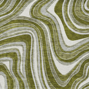 HomeRoots 5' X 8' Elegant Olive Green Marble Washable Area Rug with UV Protection for Stylish Homes 663556