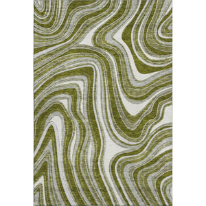 HomeRoots 10' Olive Green, Ivory & Gray Marble Washable Area Rug - Stain-Resistant, UV Protected, Durable Design 663560