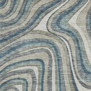 HomeRoots 5' X 8' Teal Ivory Taupe Marble Washable Area Rug – Stylish, Durable, UV-Protected for Homes with Kids! 663562