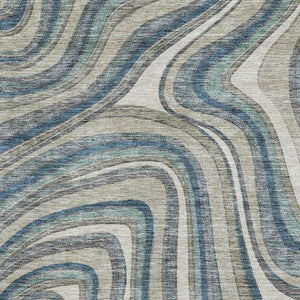 HomeRoots 8' X 10' Teal Ivory Taupe Marble Washable Area Rug - Stylish, Durable & UV-Protected for Every Room 663564