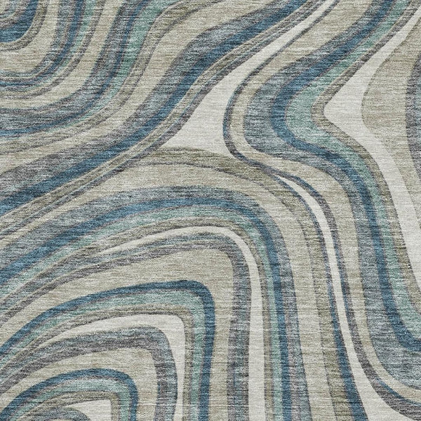HomeRoots 8' X 10' Teal Ivory Taupe Marble Washable Area Rug - Stylish, Durable & UV-Protected for Every Room 663564