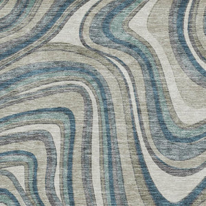 HomeRoots 9' X 12' Teal Ivory Taupe Marble Area Rug - Stylish, Washable, UV-Protected & Perfect for High-Traffic Homes 663565