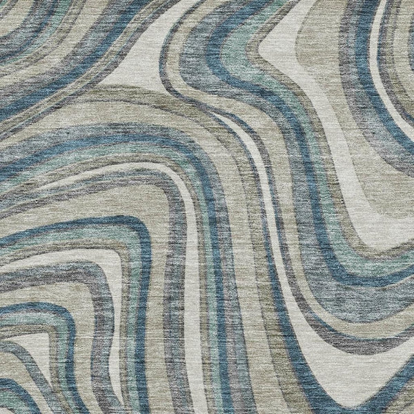 HomeRoots 9' X 12' Teal Ivory Taupe Marble Area Rug - Stylish, Washable, UV-Protected & Perfect for High-Traffic Homes 663565